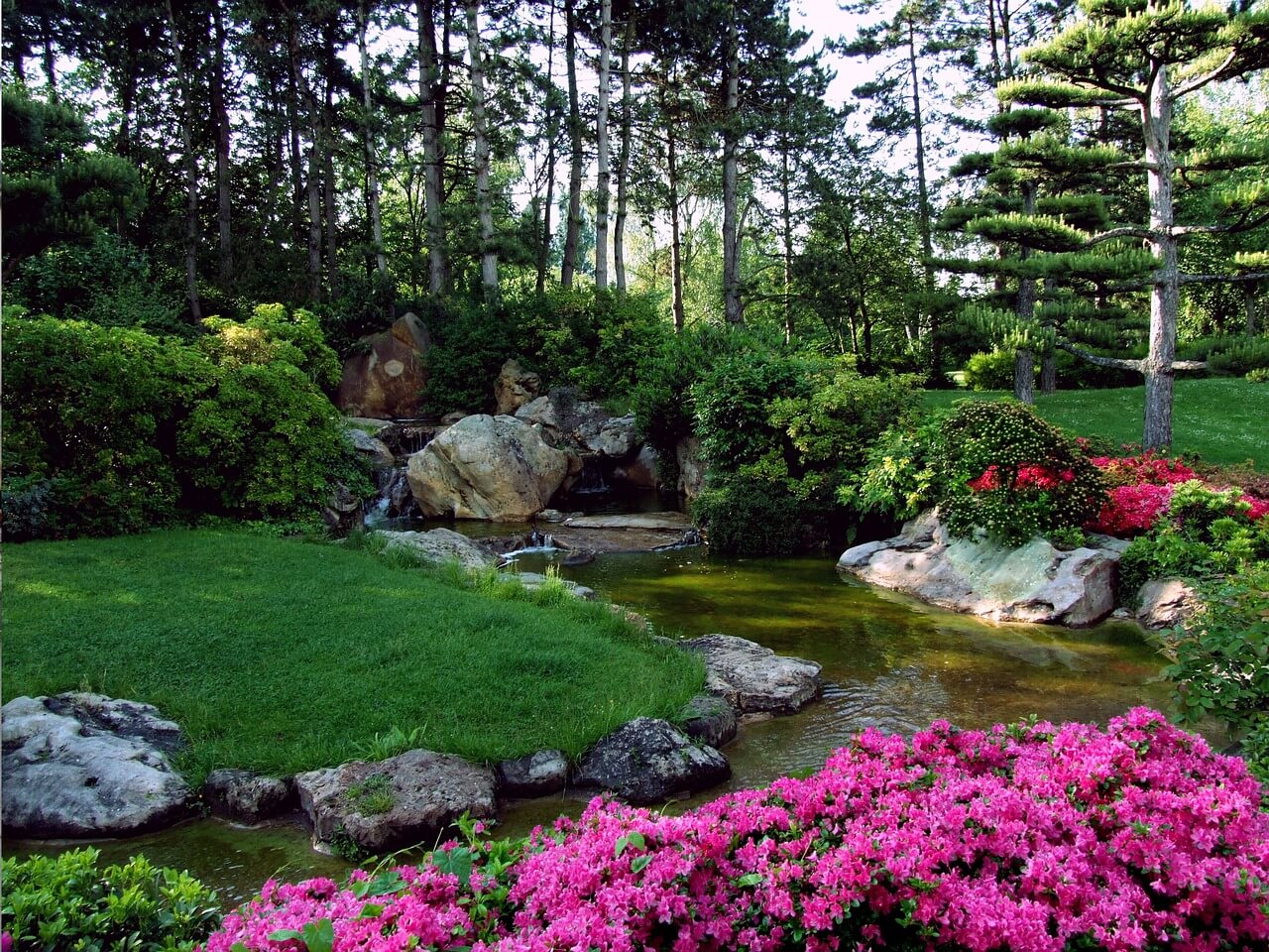 Blühende Landschaften in einem Japangarten