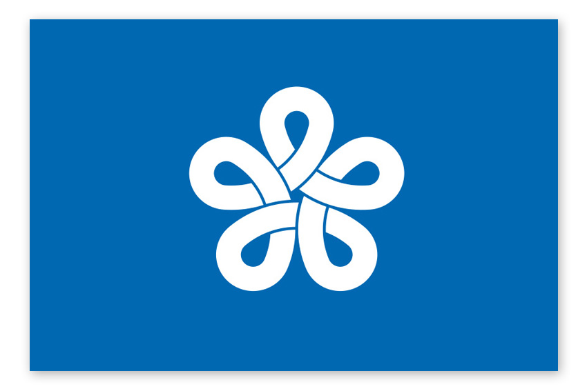 Flagge der Präfektur FukuokaBedeutung Mon Symbol