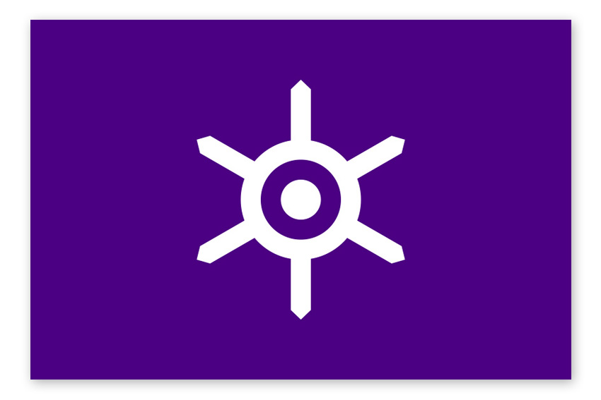Flagge von Tokyo Symbol Sonne Violett