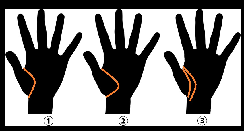 Schicksalslinie im japanischen Handlesen – Bedeutung und Symbolik Darstellung der Schicksalslinie (Unmeisen) im japanischen Handlesen, Symbol für Lebensweg und Bestimmung