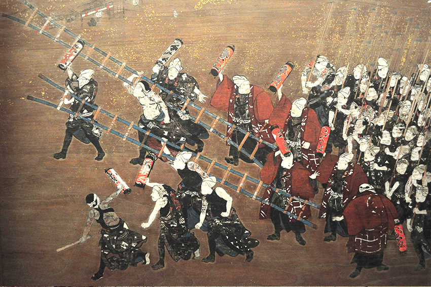 Hikeshi Feuerwehrmänner mit Irezumi-Tätowierungen – Sen-Gruppe um 1833