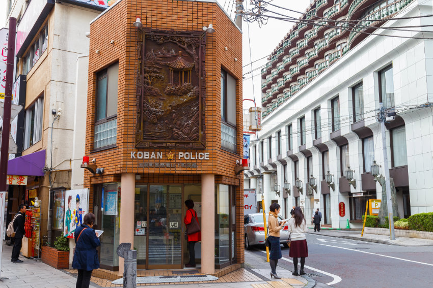 Kōban in Yokohama Chinatown – japanische Polizeistation Kōban Polizeistation in Yokohamas Chinatown in Japan