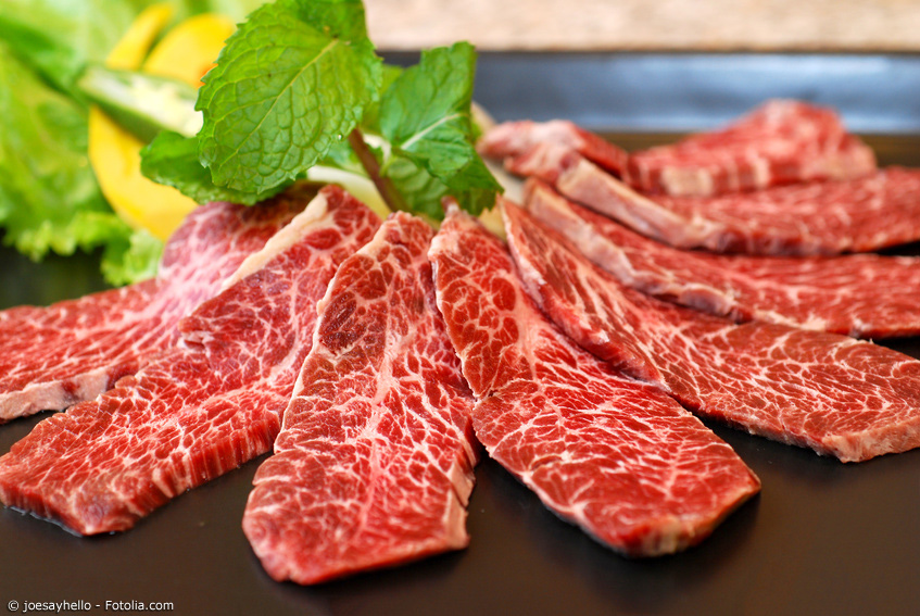 Dünn geschnittenes Kobe Rindfleisch