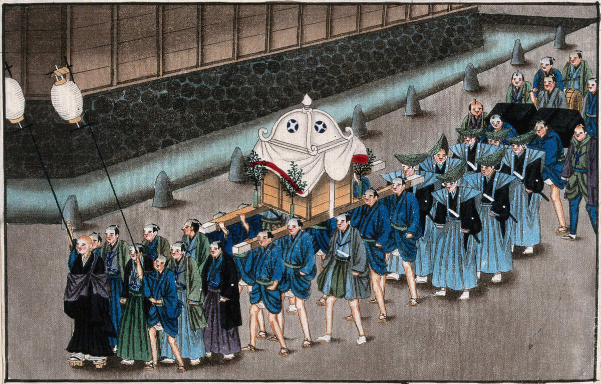 Trauer Prozession einer japanischen Beerdigung