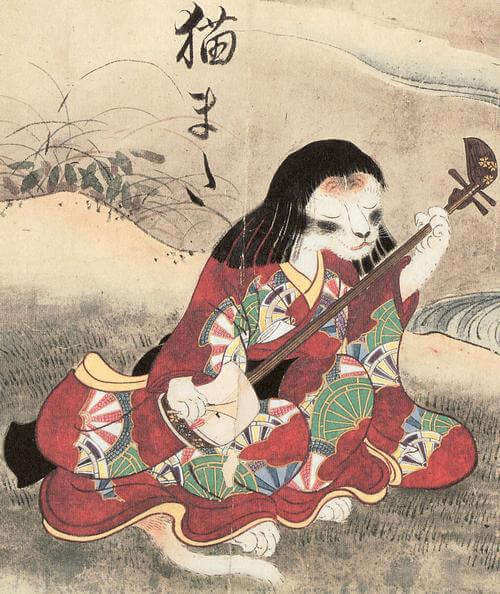 Katzen-Yokai als verkleidete Geisha