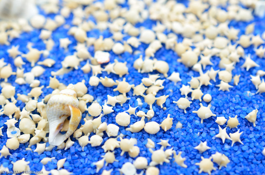 Der sogenannte Sternensand ist eine Besonderheit Okinawas. Der Sand an den Stränden besteht zum Teil aus kleinen sternenförmigen Gebilden – ein beliebtes Mitbringsel aus Japans Tropenparadies.