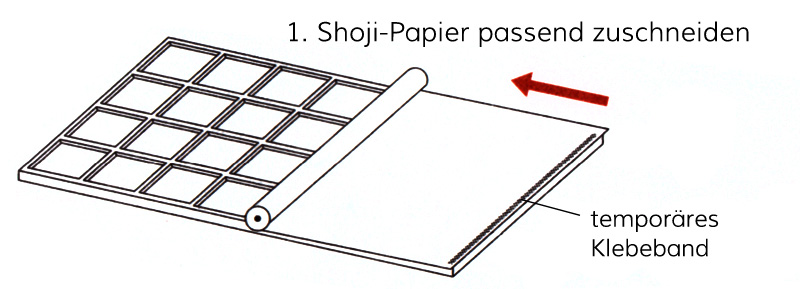 Zuerst das Shoji-Papier passend zuschneiden.