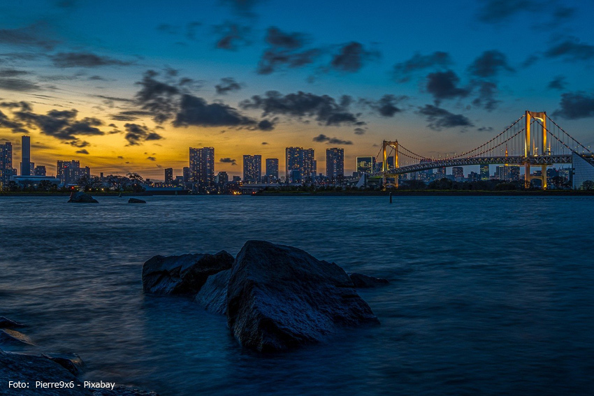 Die Skyline von Tokio bei Nacht