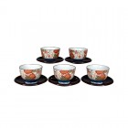 5 Tea Cups And Saucers, Nishiki Heian