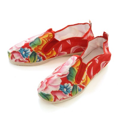 Tai-Chi Schuhe - Blumenmuster Rot