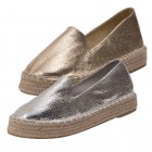 Espadrilles Metallic mit Plateausohle Canvas Damen Sommerlatschen