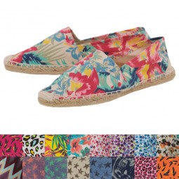 Espadrilles mit Muster - Leo Hawaii Sterne Blumen Canvas Sommerlatschen