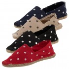 Espadrilles mit Polka Dots Canvas Damen Sommerlatschen mit Punkten