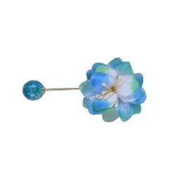 Kanzashi – Stoffblume Blaugrün