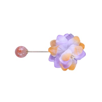 Kanzashi – Stoffblume Lila Orange