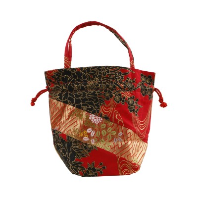 Kinchaku Tasche aus Kimonostoff