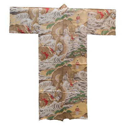 Seiden Kimono für Herren - Großer Drache gold
