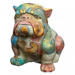 Bulldog, Cast Stone, Painted