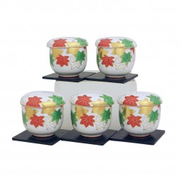 Chawanmushi Set - Fall Leaves With Coasters