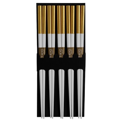 Essstäbchen-Set 'Bambus Gold/Weiß'