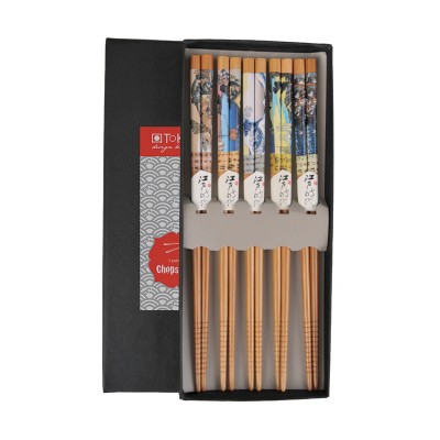 Chopstick Set Natural Grooved Sumi-E