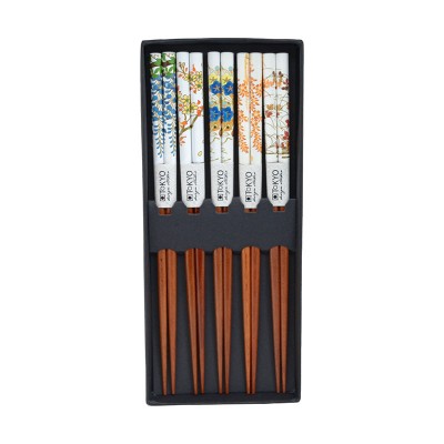 Chopstick Set Walnut Flower Motifs