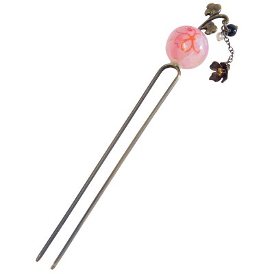 Kanzashi mit Kette pink Kanzashi mit Kette pink