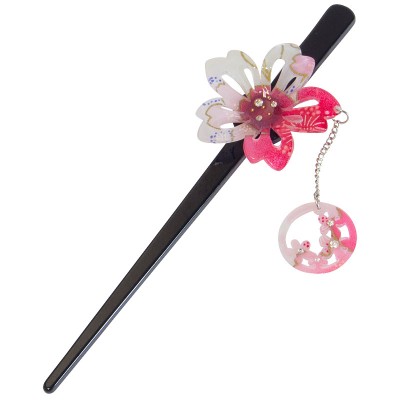 Kanzashi - Sakura mit Kettchen pink