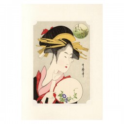 Kunstdruck - Utamaro Bijin und Asagao