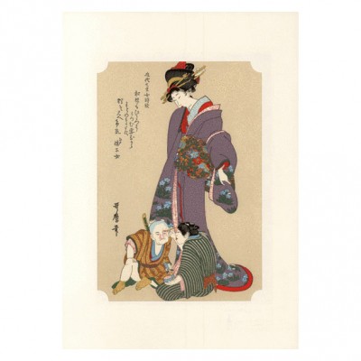 Kunstdruck - Utamaro Bijin und Jungen