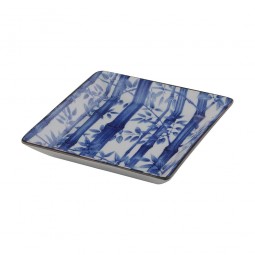 Square Plate - Blue Bamboo