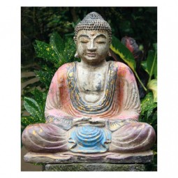 Sitting Buddha, Painted Stone Casting