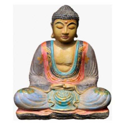Sitzender Buddha - Steinguss bemalt