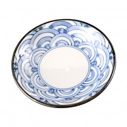 Sauce Plate Seiji Nami White Blue