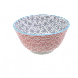 Food Bowl Asanoha Seigaiha - Grey / Red