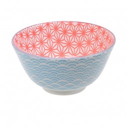 Food Bowl Asanoha Seigaiha - Red / Light Blue