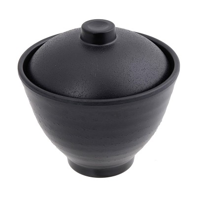 Soup Bowl And Lid Made of Melamine Matte Black