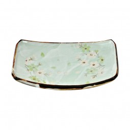 Plate Green Kosmee Rectangular