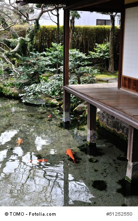 Japanischer Garten mit Pargodenlampe